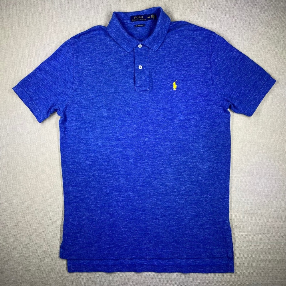 Polo Ralph Lauren Mens Classic Fit S/S Polo Shirt Heather Blue Size Medium